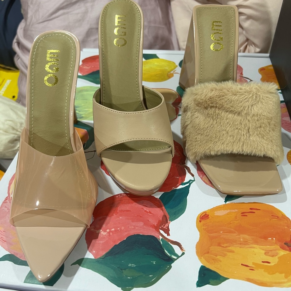 3 pair nude heels